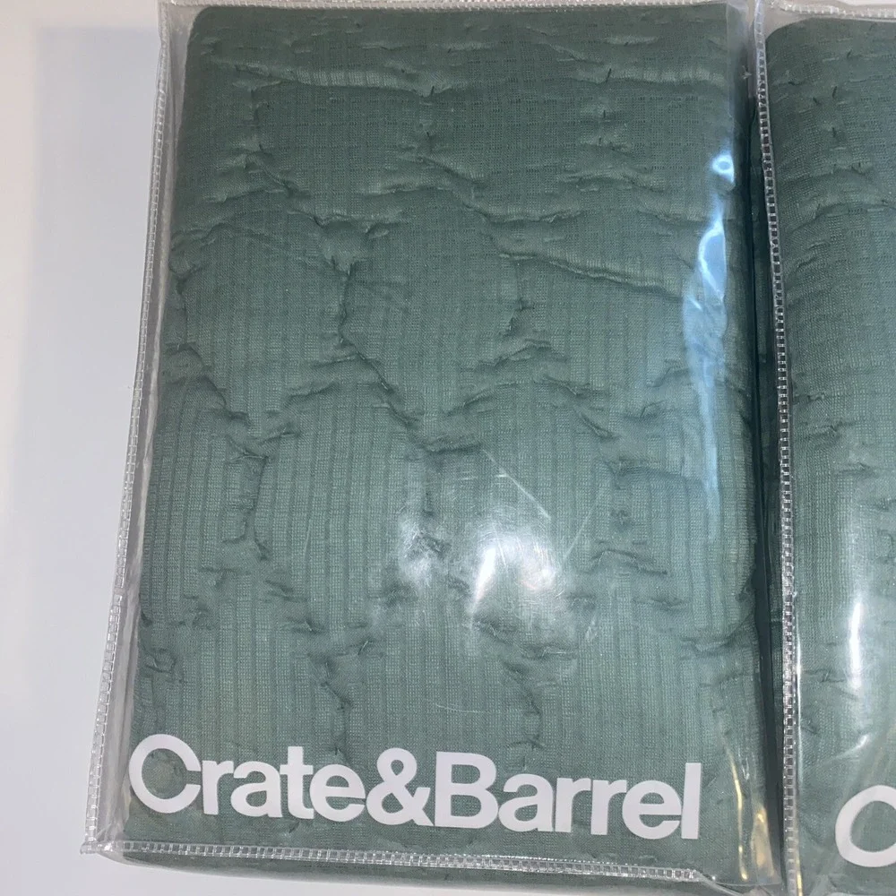 Two (2) Crate & and Barrel JADE GREEN KING PILLOW Sham- New